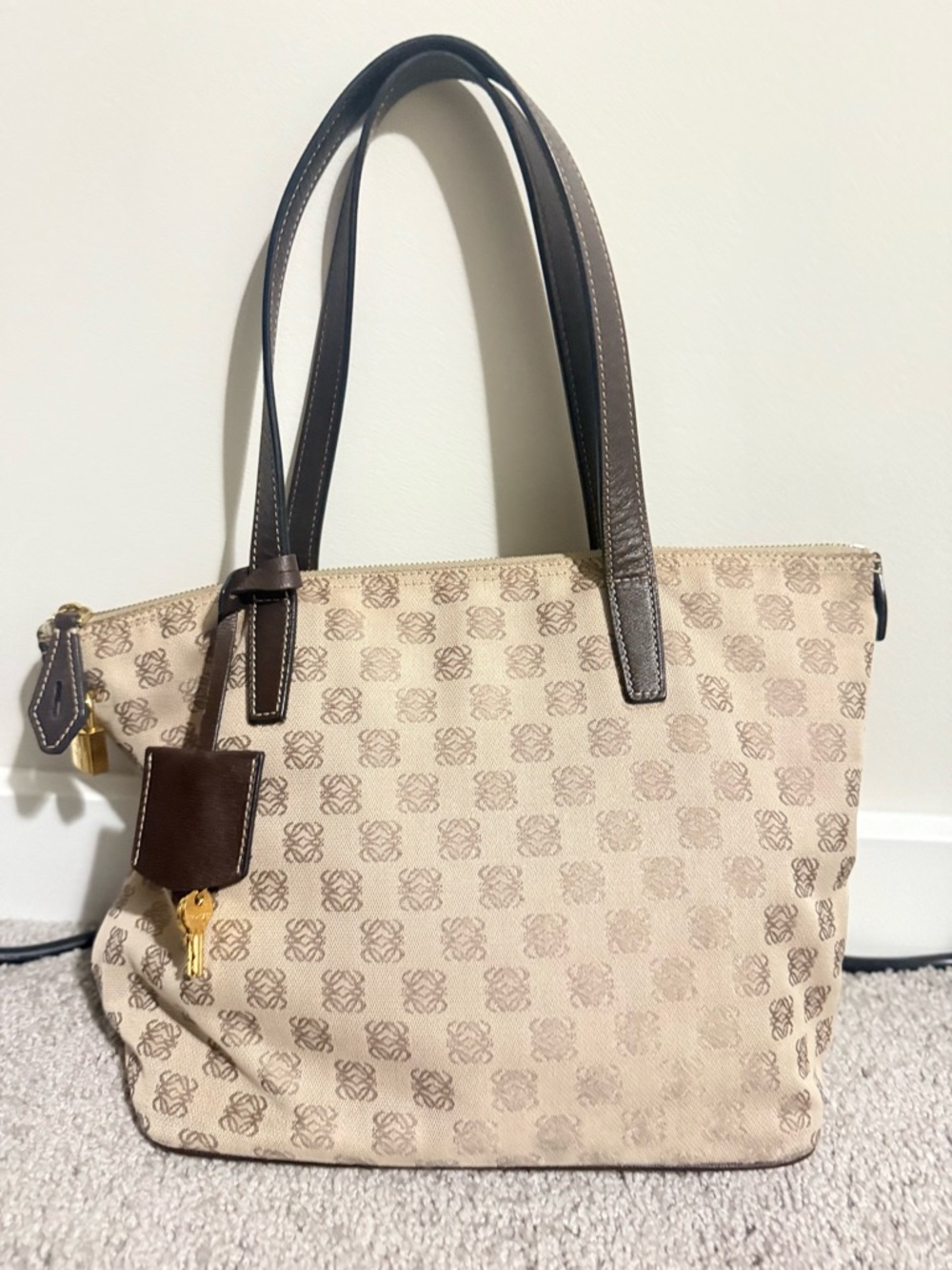 Loewe repeat anagram Tote with Dark Brown Handles